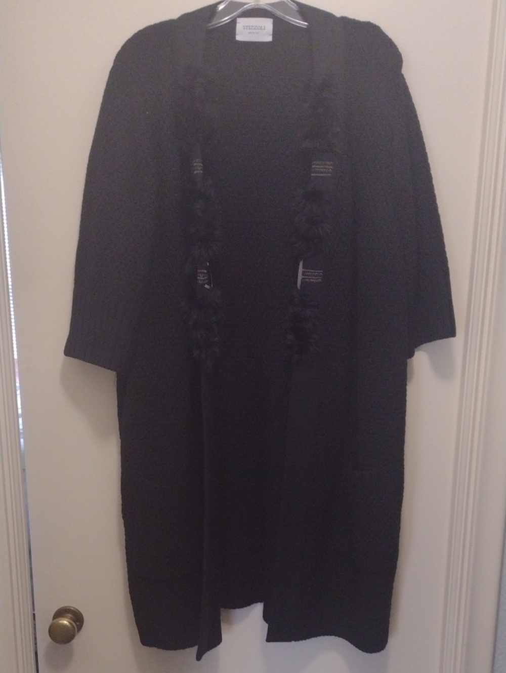 Stizzoli Women's Long Black Cardigan (J736)